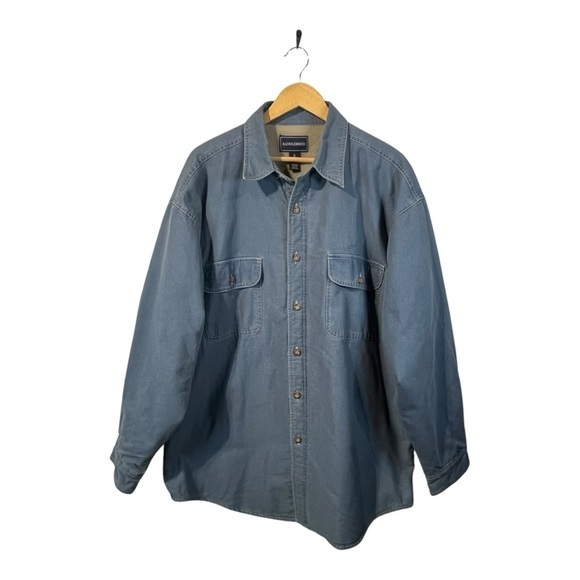 Saddlebred Denim Lined Button Down Shirt Jacket‎ Blue Warm Men Size XL - Picture 1 of 8